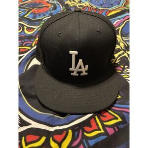 MLB Los Angeles Dodgers baseball Hat size New Era 7 3/8 Flex Fit Black